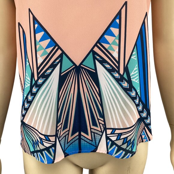 Jealous Tomato Sleeveless Top Medium Womens Aztec Print Pink Tank Cami - Picture 8 of 8